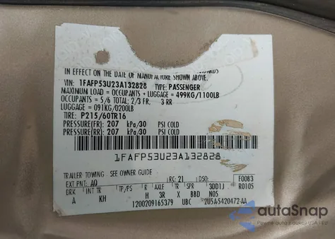 2005 Ford Taurus Se from USA, damaged, VIN 1FAHP53285A177492